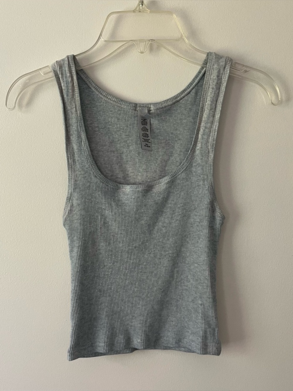SKIMS Micro Ribbed Cropped Tank Top XS Blue Thin Lightweight Scoop Neck